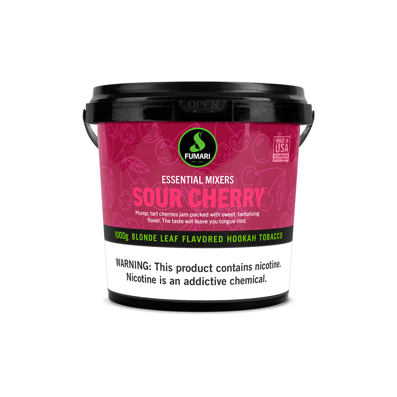 Fumari Essential Mixers Sour Cherry 1000g Blonde Leaf Flavored Hookah Tobacco tub