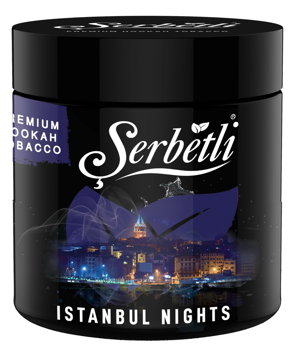 Serbetli Istanbul Nights premium hookah tobacco container with night cityscape design