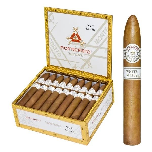 Montecristo White Series No 2 cigars box with 10 premium hand-rolled cigars in natural brown wrapper