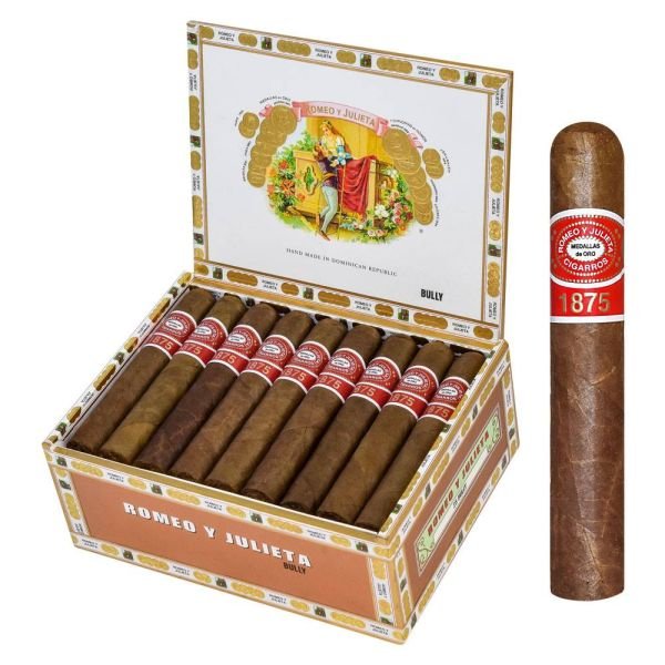 Box of Romeo y Julieta 1875 Bully cigars with red and white bands from LE TABAC