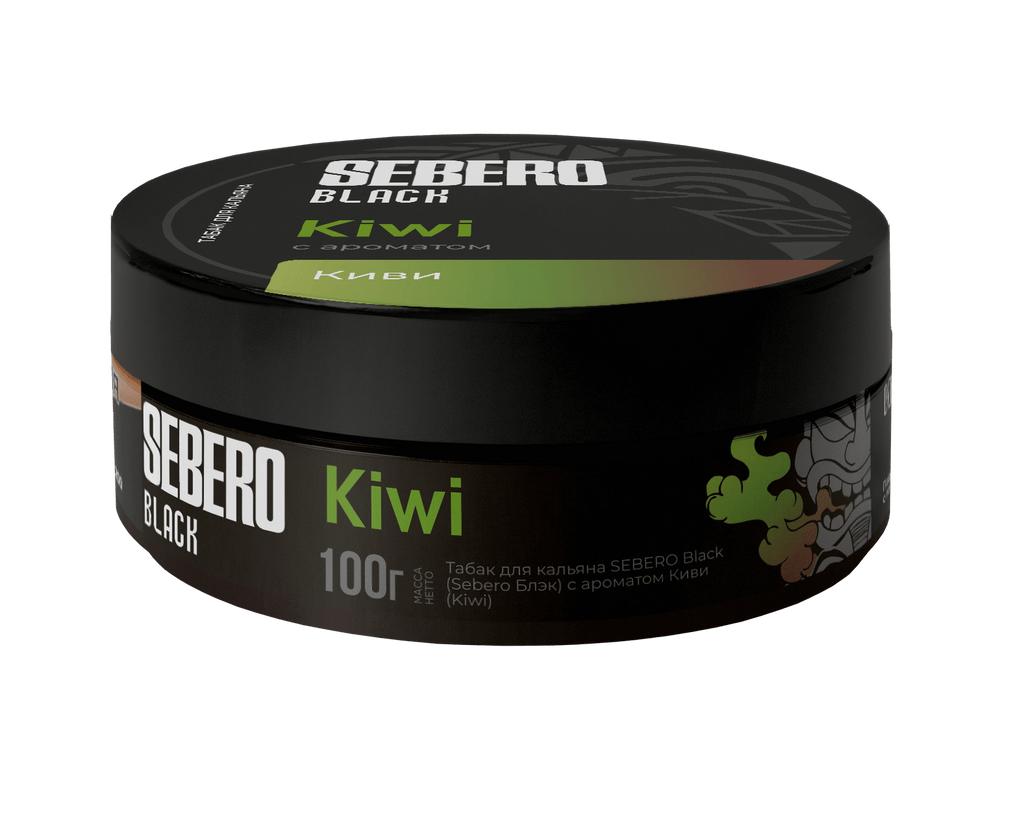 SEBERO Black Kiwi 100g flavored hookah tobacco can with black and green packaging