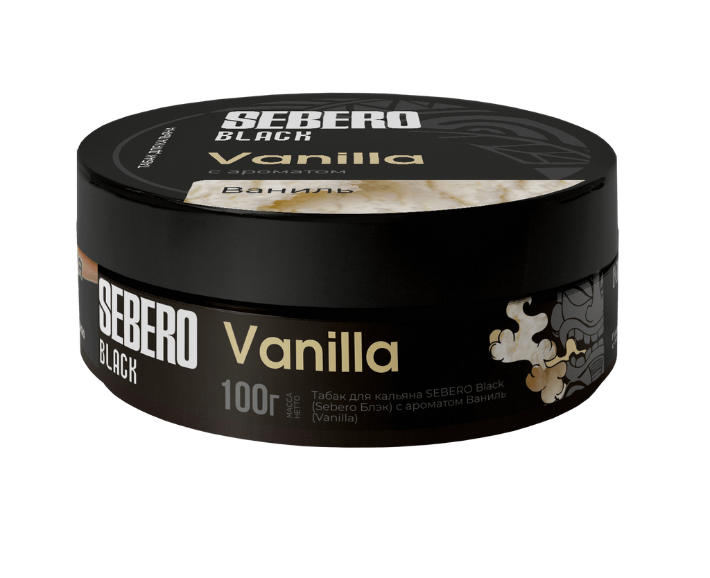 Sebero Black Vanilla 100g hookah tobacco container with vanilla flavor packaging