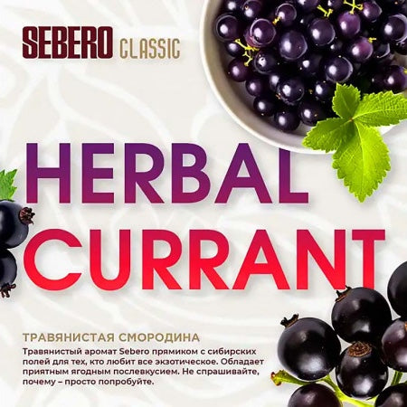 Sebero Classic Herbal Currant blend with fresh black currants and green leaves by LE TABAC