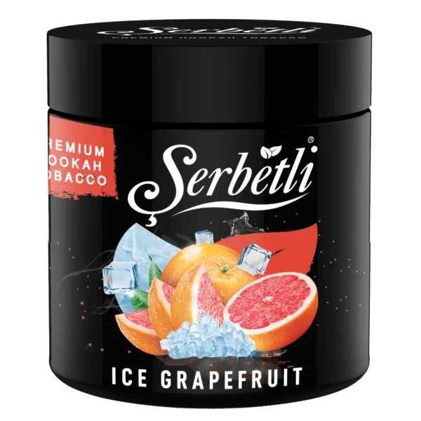 Serbetli Ice Grapefruit premium hookah tobacco with grapefruit and ice cube graphics