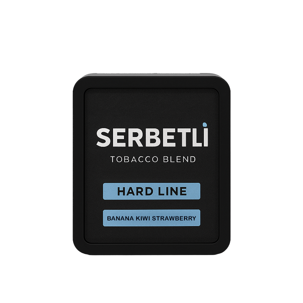 LE TABAC Serbetli Hard Line tobacco blend with banana kiwi strawberry flavor in black container