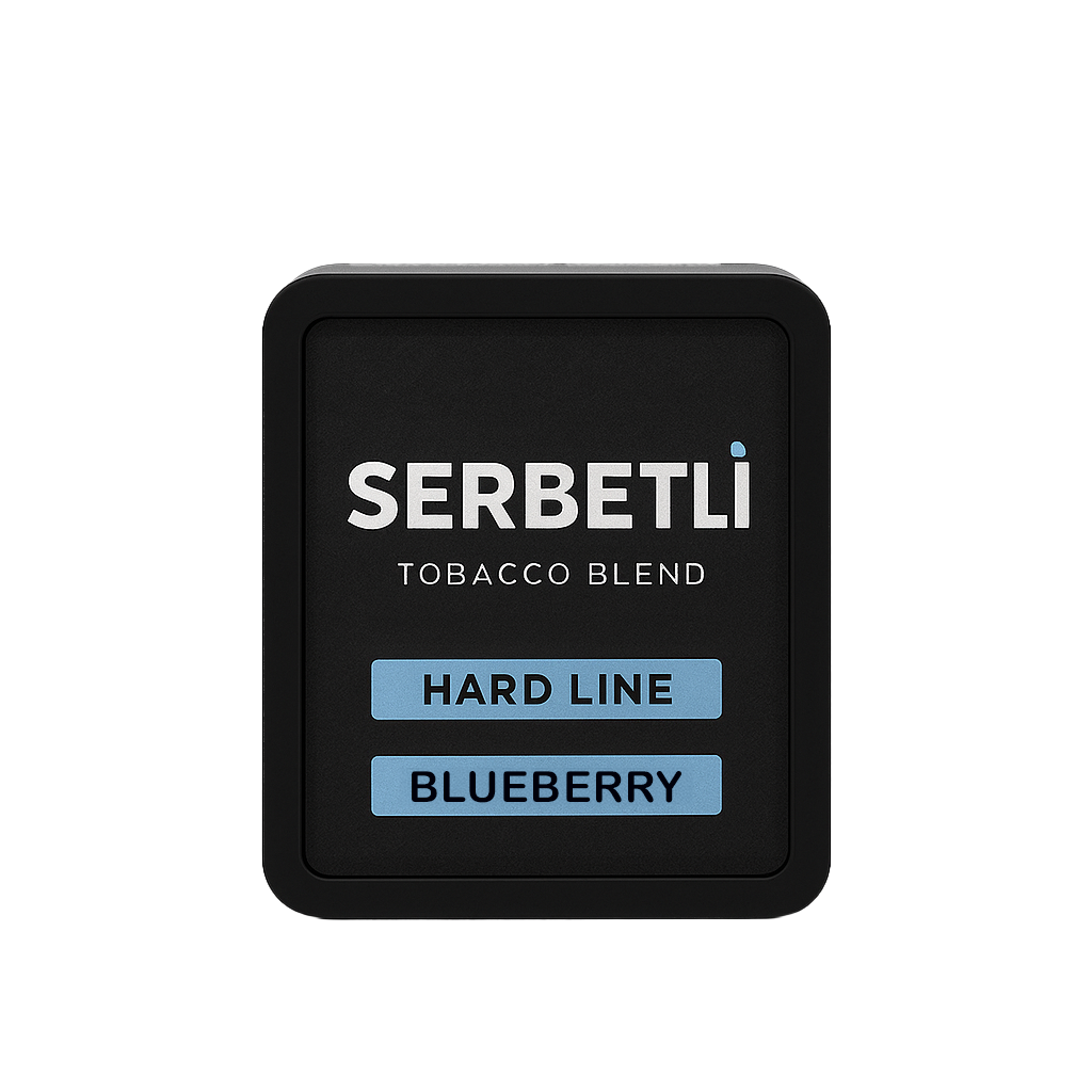 Serbetli Hard Line Blueberry tobacco blend in black square packaging by LE TABAC