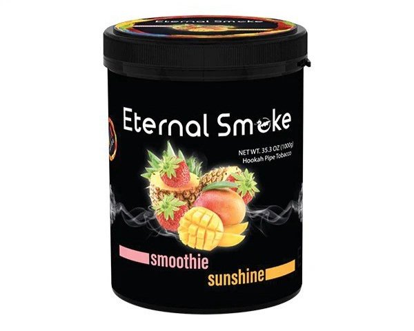 Eternal Smoke Smoothie Sunshine flavored hookah pipe tobacco in black 35.3 oz container
