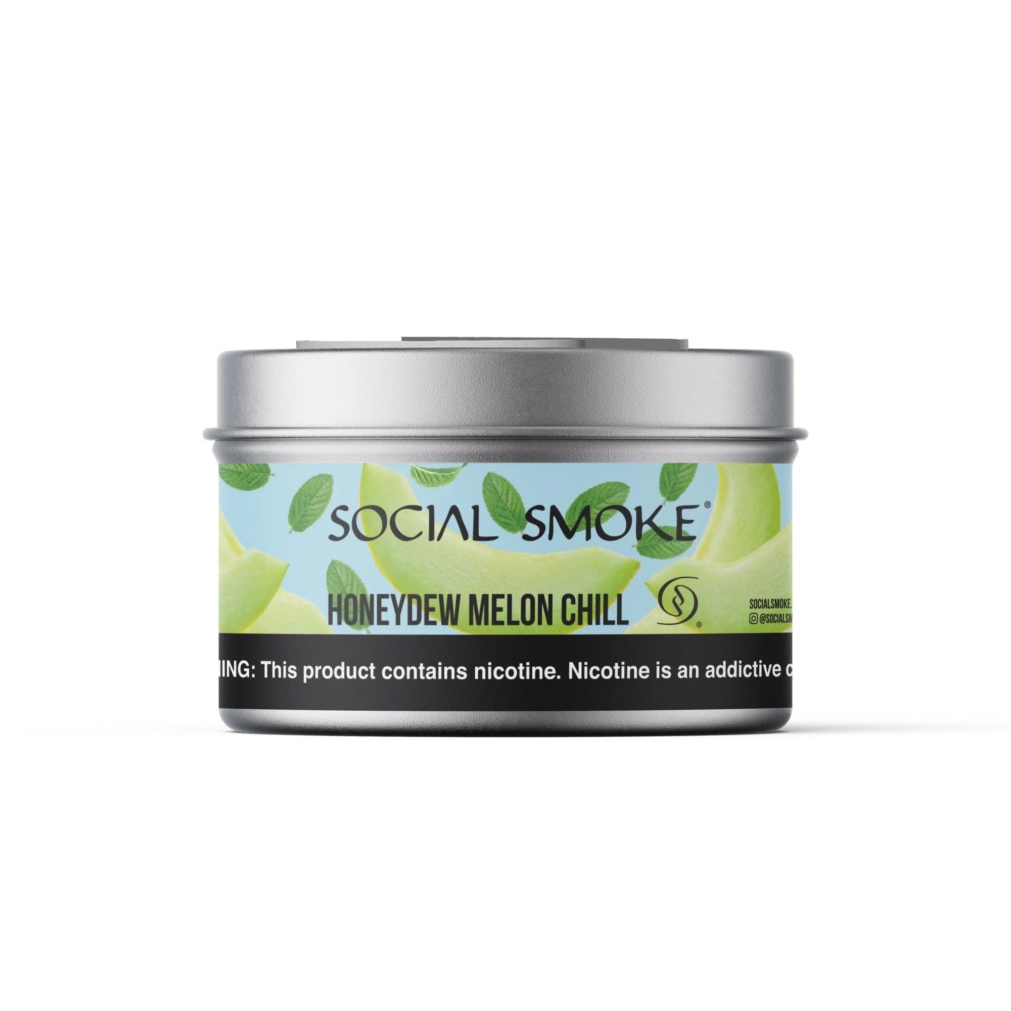 LE TABAC Social Smoke Honeydew Melon Chill tobacco can with silver lid and fruit design