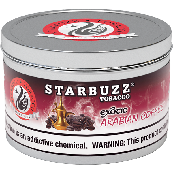 Starbuzz Tobacco Exotic Arabian Coffee flavor tin container with coffee beans and brass pot image