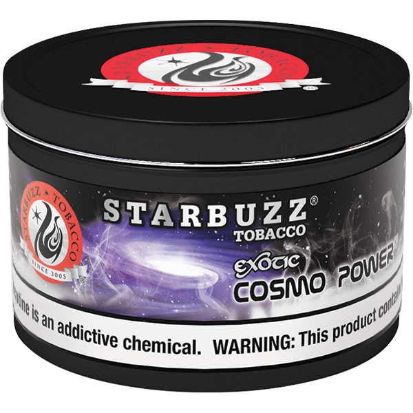 Starbuzz Tobacco Exotic Cosmo Power flavored shisha with cosmic galaxy design tin by Le Tabac