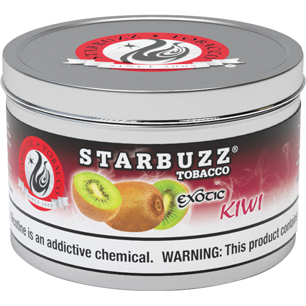 Starbuzz Tobacco Exotic Kiwi flavored shisha tobacco in a round metal tin by LE TABAC