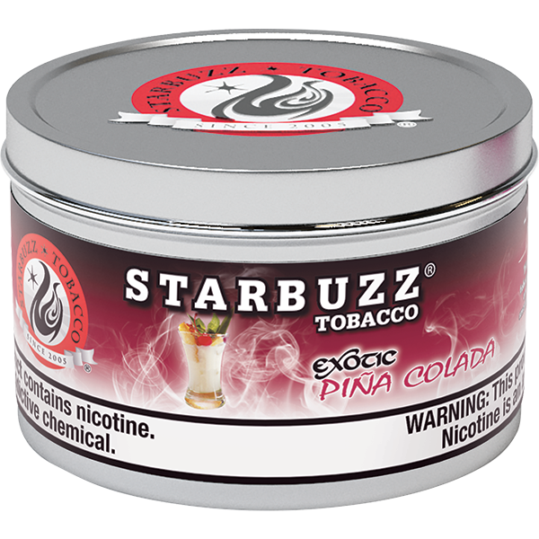 Starbuzz Tobacco Exotic Piña Colada flavored hookah tobacco in metal tin by LE TABAC