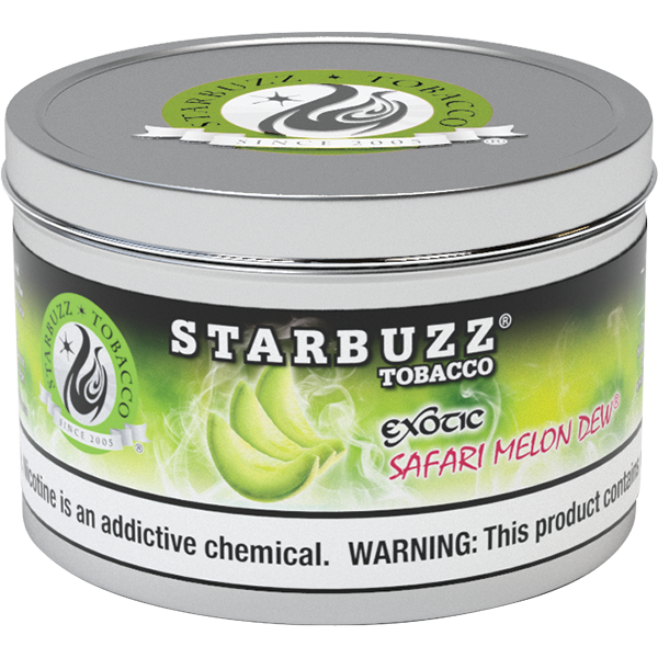Starbuzz Tobacco Exotic Safari Melon Dew flavor in a sealed silver and green container