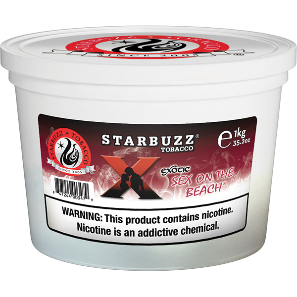 Starbuzz Tobacco Exotic Sex On The Beach flavor 1kg white container with nicotine warning