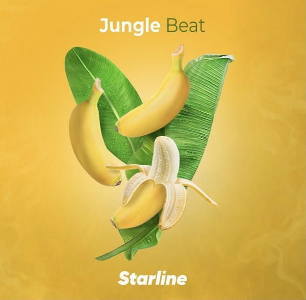 LE TABAC Jungle Beat Starline featuring ripe bananas and green leaves on yellow background