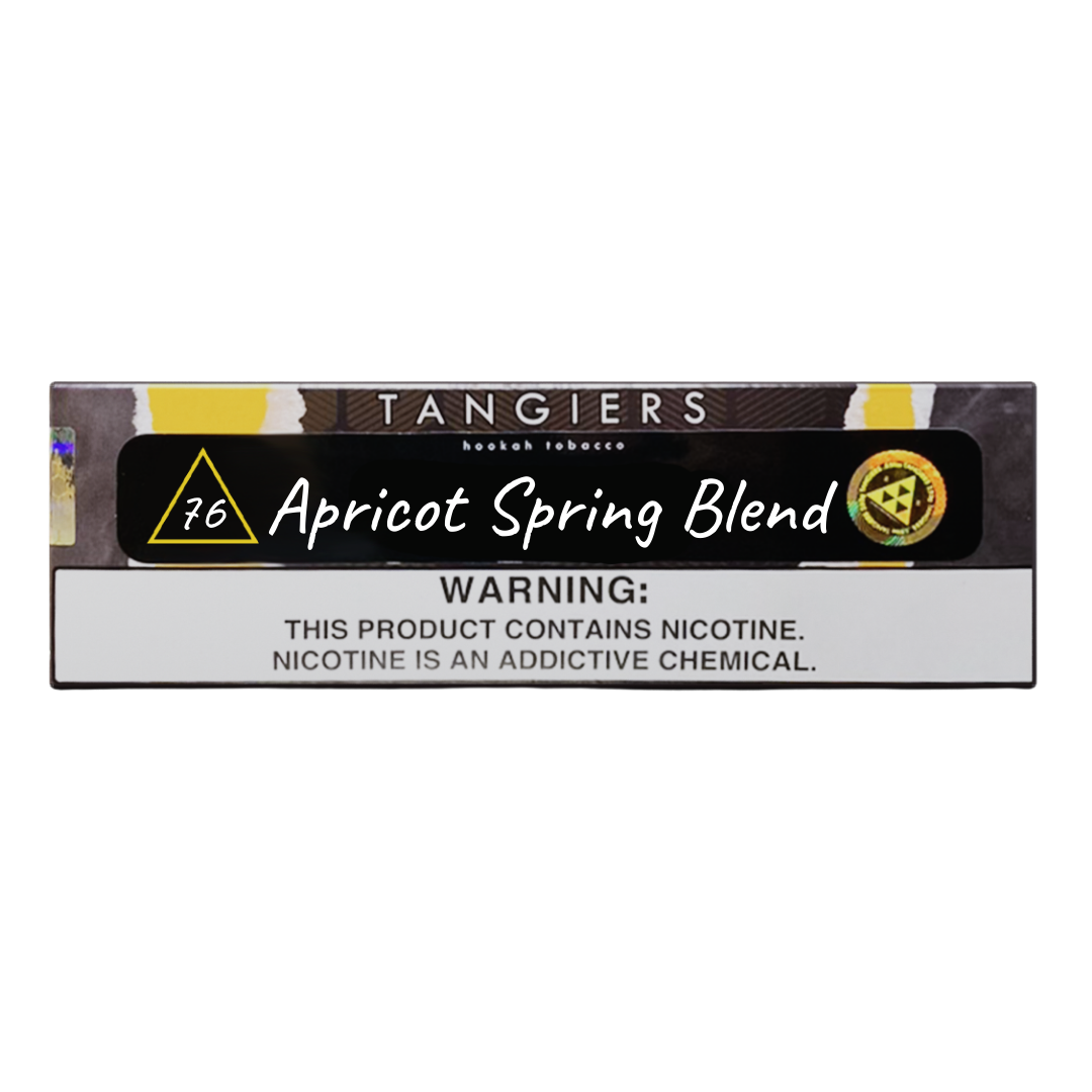 Tangiers Apricot Spring Blend hookah tobacco by LE TABAC with nicotine warning label