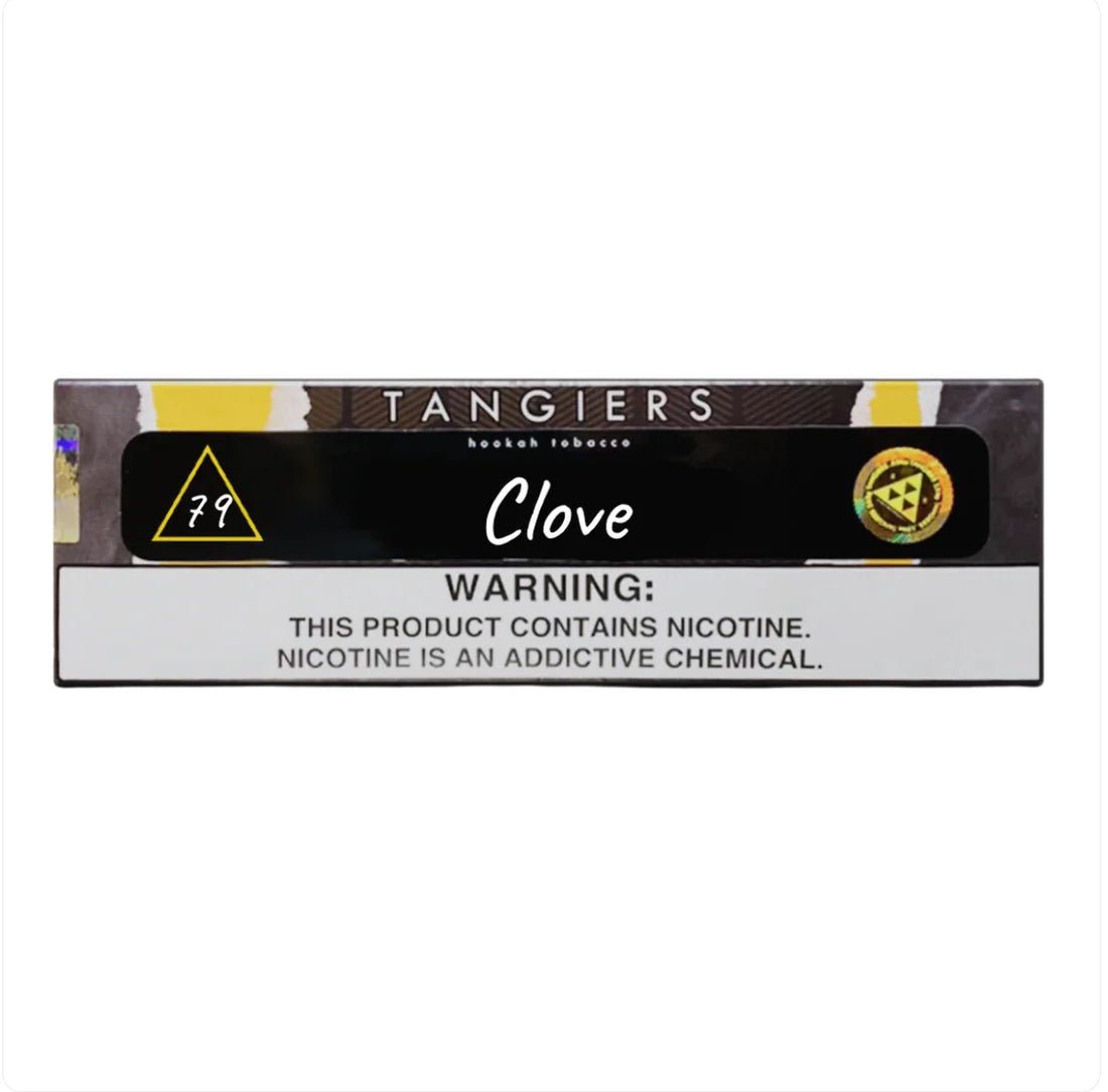 Tangiers Clove hookah tobacco with nicotine warning label by LE TABAC