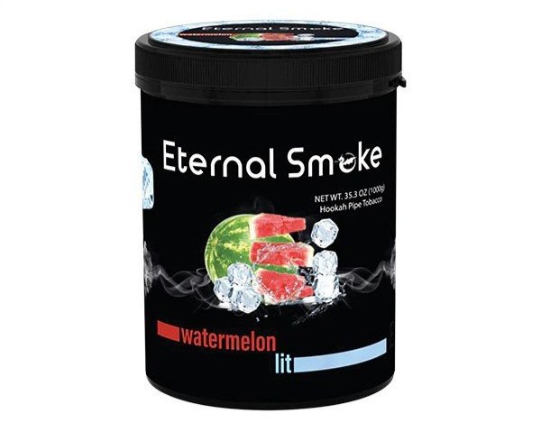 Eternal Smoke watermelon lit hookah pipe tobacco tub with watermelon and ice images