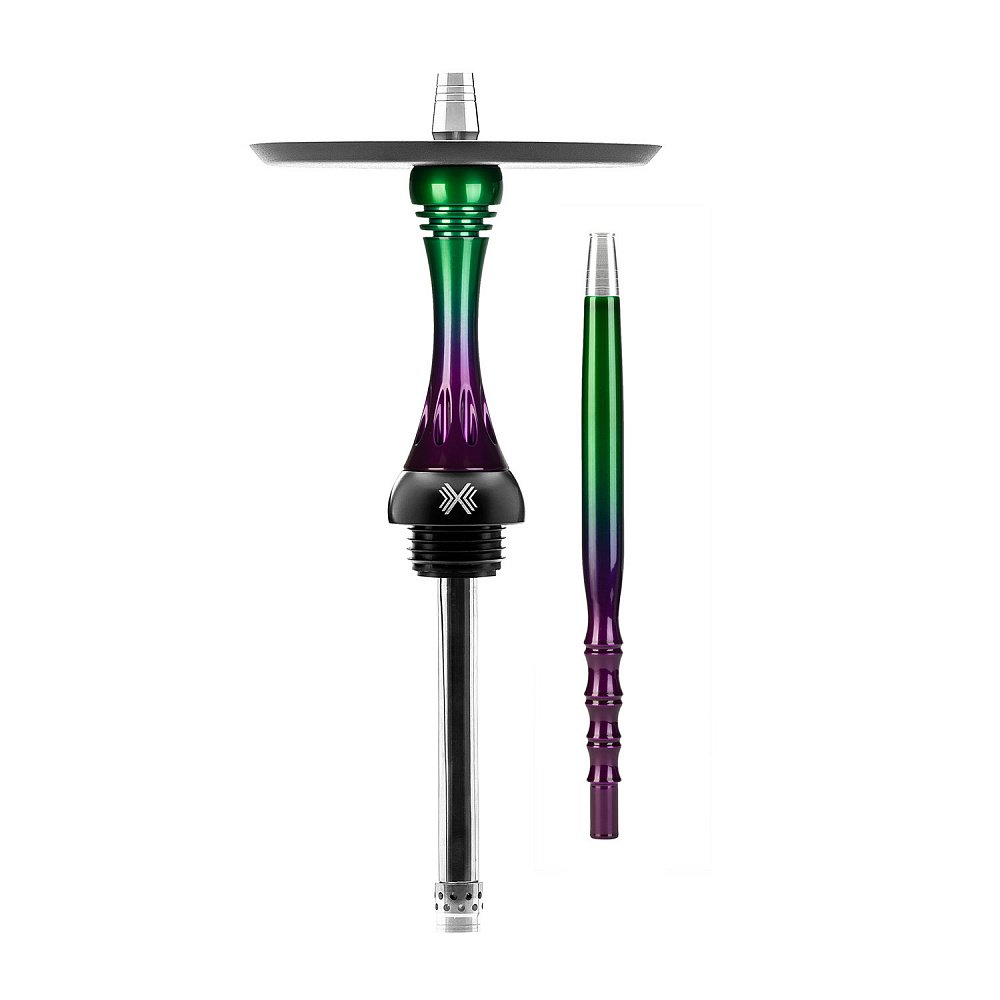 LE TABAC hookah accessory set with green and purple metallic finish and black accents